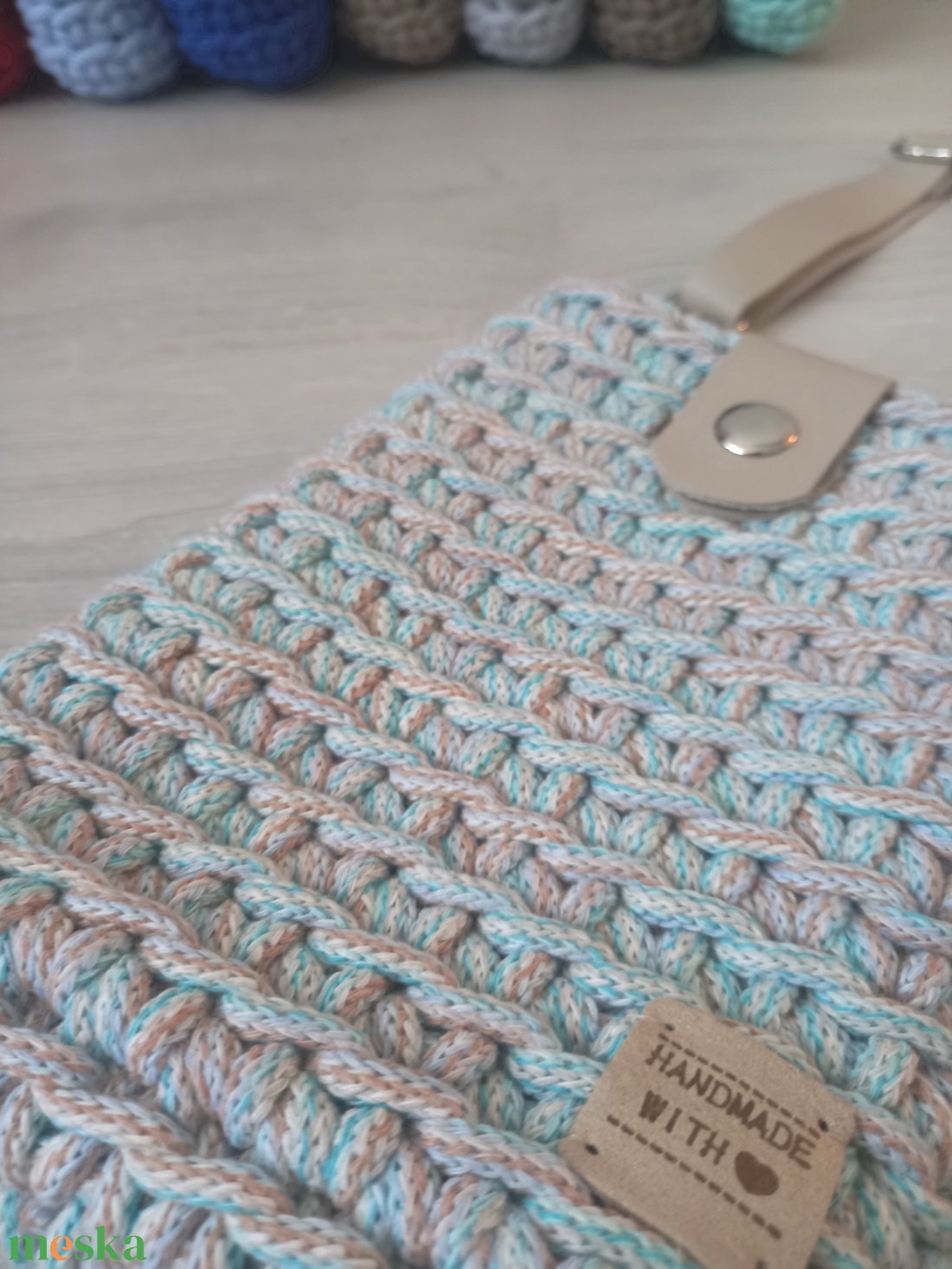 Vintage/Beige horgolt mobil-táska - bőr táskapánttal - táska & tok - kézitáska & válltáska - vállon átvethető táska - Meska.hu