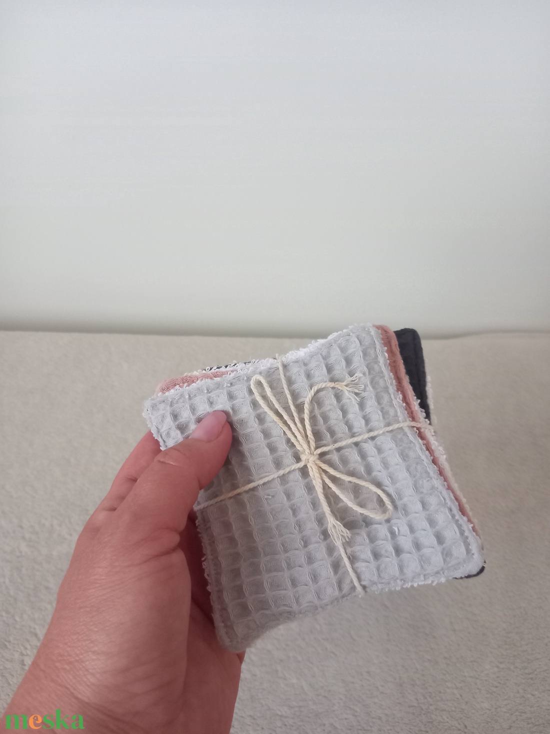 3 db arctisztító lap, frottír-darázsszövet, zero waste - szépségápolás - arcápolás - arctisztító korong - Meska.hu