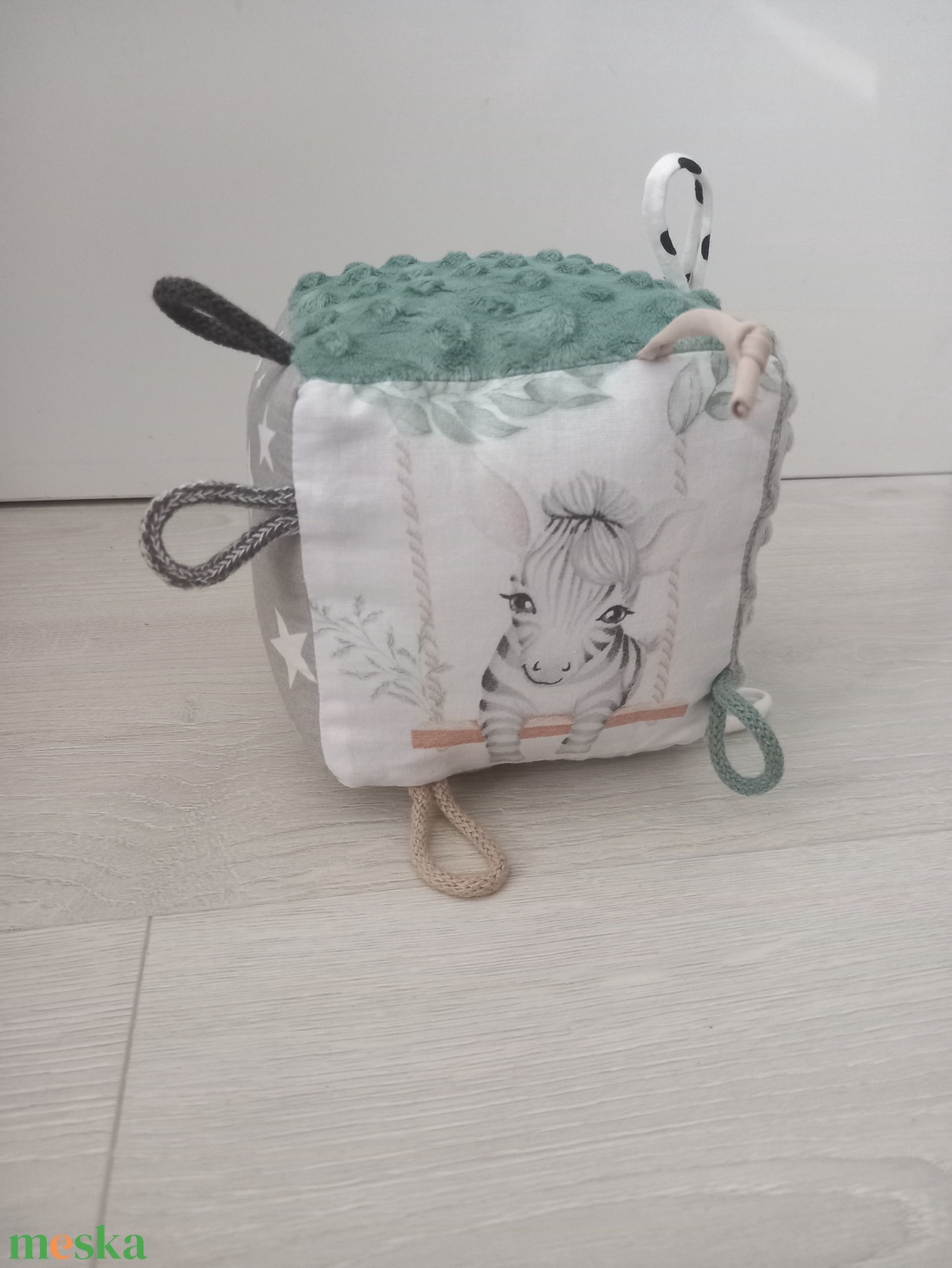Elefánt/Zebra Minky Címke kocka / Babakocka - baba - mama - baba játékok - babakocka - Meska.hu