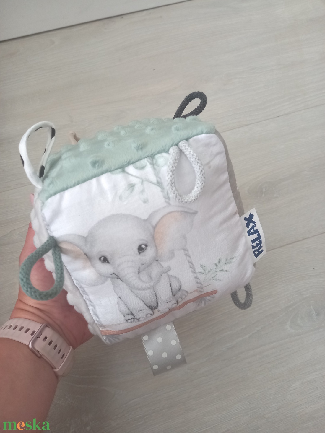 Elefánt/Zebra Minky Címke kocka / Babakocka - baba - mama - baba játékok - babakocka - Meska.hu