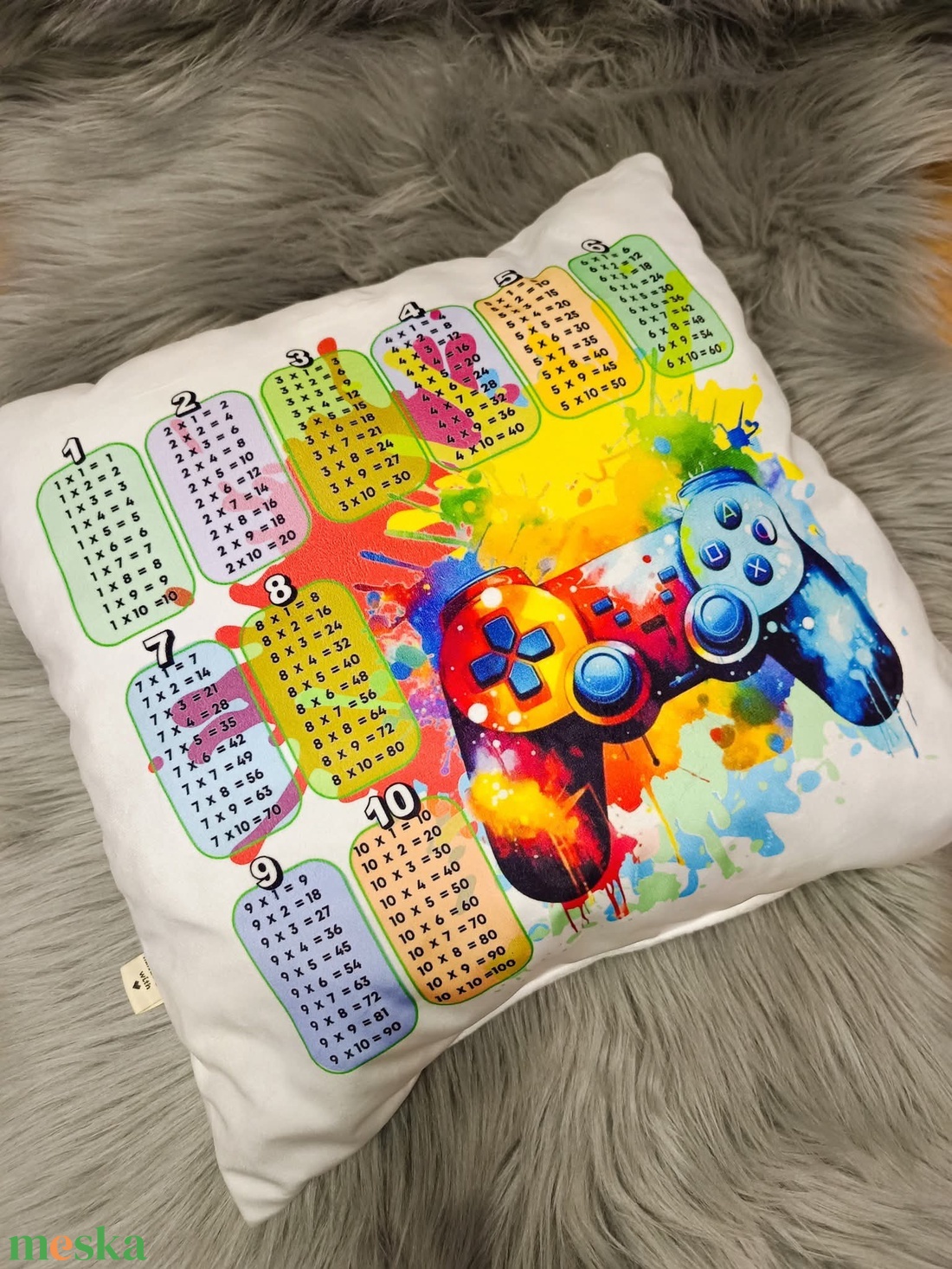 Gamer szorzótáblás párna - otthon & életmód - babaszoba, gyerekszoba - gyerek díszpárna - Meska.hu