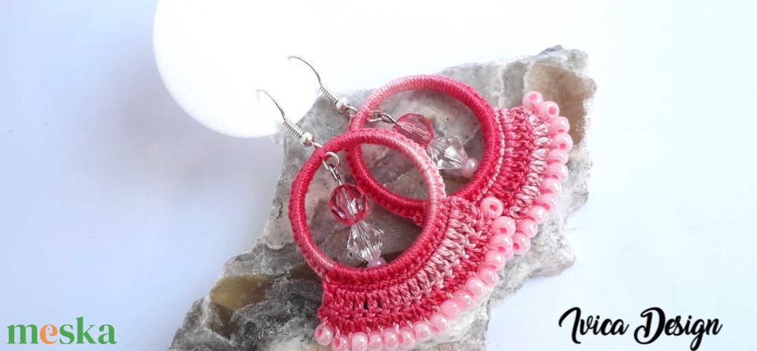 Pink Színátmenetes Horgolt Fülbevalók - ékszer - fülbevaló - lógó fülbevaló - Meska.hu Pink Színátmenetes Horgolt Fülbevalók - ékszer - fülbevaló - lógó fülbevaló - Meska.hu