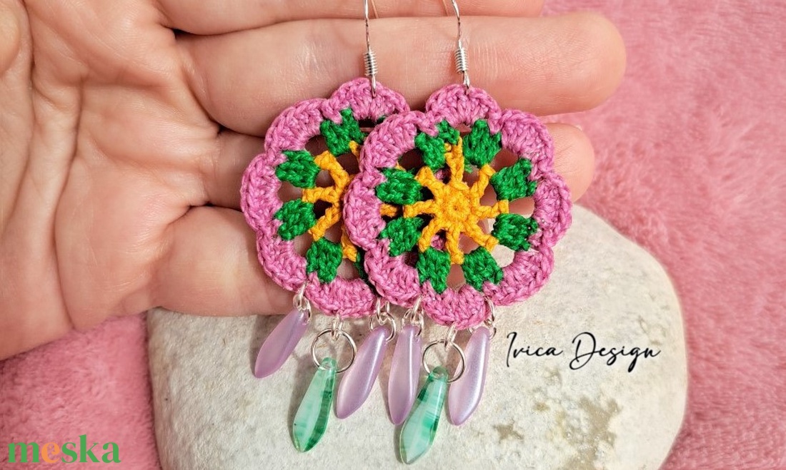 Pink Virág Mandala Fülbevalók - ékszer - fülbevaló - lógós kerek fülbevaló - Meska.hu Pink Virág Mandala Fülbevalók - ékszer - fülbevaló - lógós kerek fülbevaló - Meska.hu