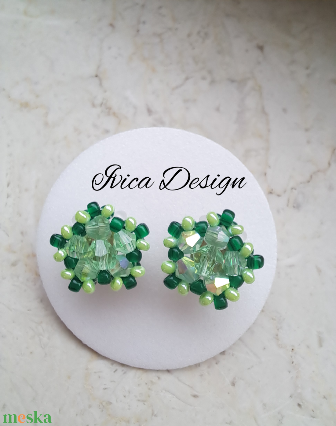 Almazöld Csillagvirág Bedugós Fülbevalók - ékszer - fülbevaló - pötty fülbevaló - Meska.hu