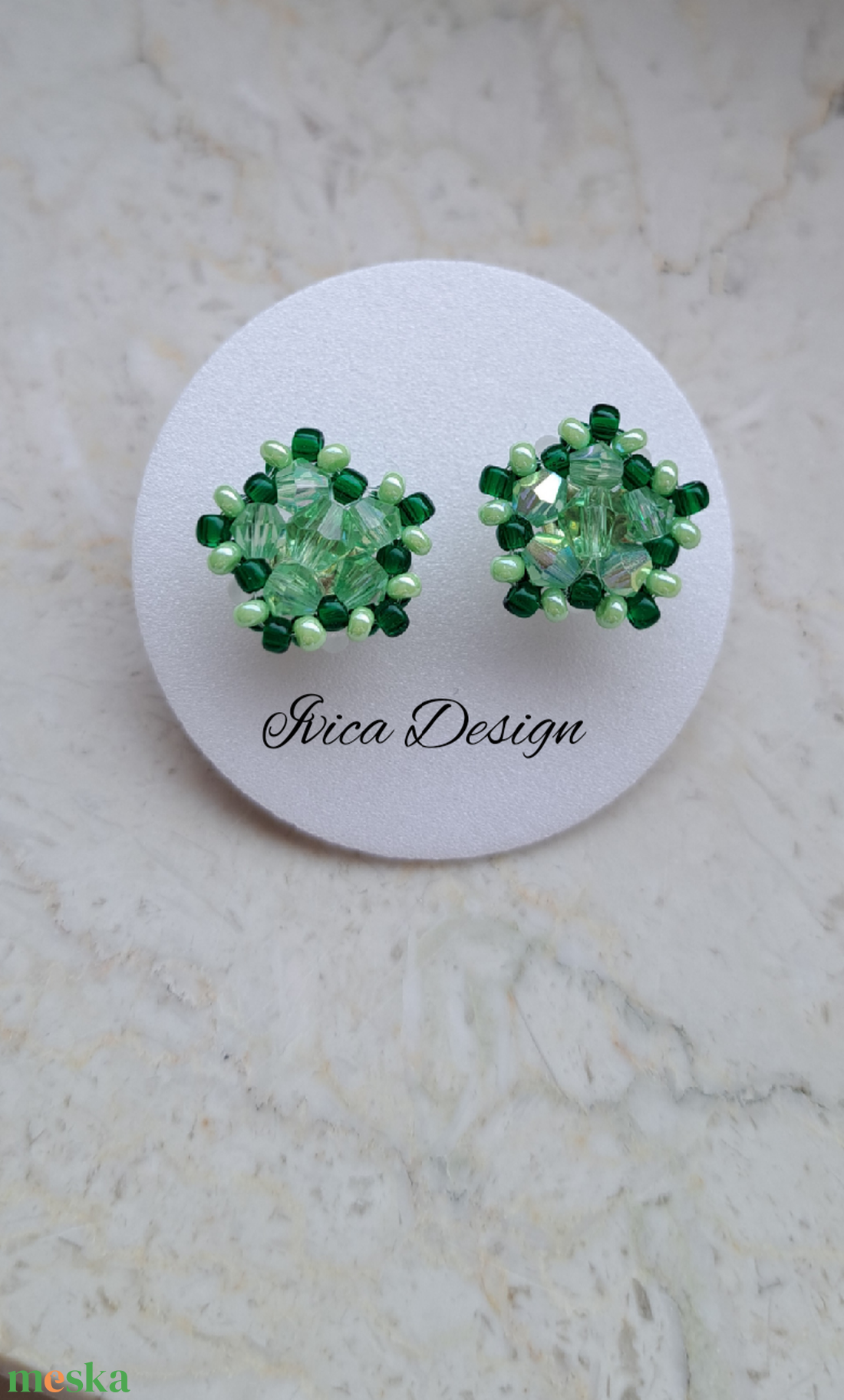 Almazöld Csillagvirág Bedugós Fülbevalók - ékszer - fülbevaló - pötty fülbevaló - Meska.hu