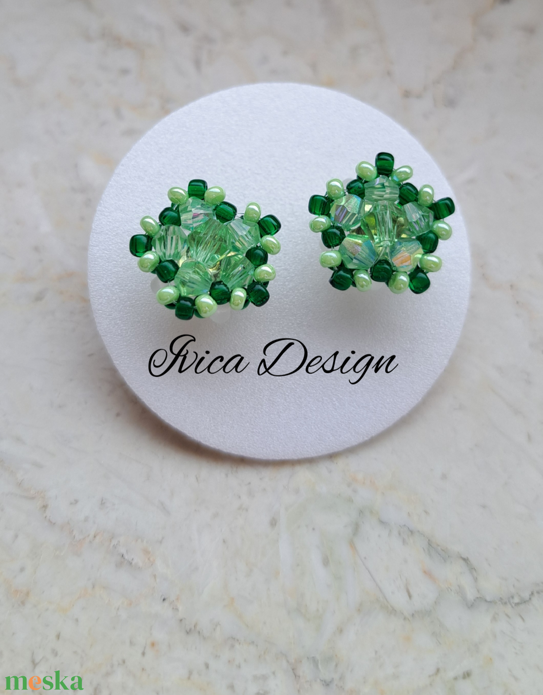 Almazöld Csillagvirág Bedugós Fülbevalók - ékszer - fülbevaló - pötty fülbevaló - Meska.hu