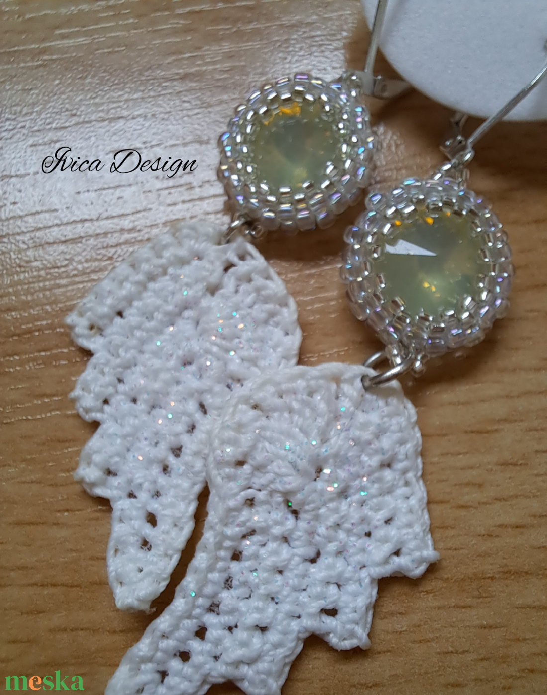 Kristályos Angyalszárnyak Fülbevalók - ékszer - fülbevaló - lógó fülbevaló - Meska.hu