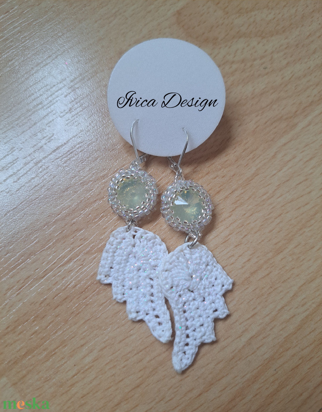 Kristályos Angyalszárnyak Fülbevalók - ékszer - fülbevaló - lógó fülbevaló - Meska.hu