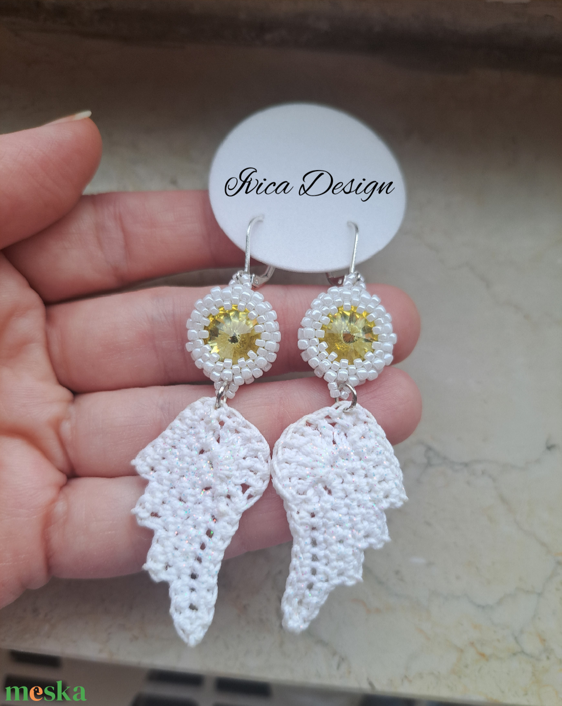 Pezsgő Rivolis Angyalszárny Fülbevalók - ékszer - fülbevaló - lógó fülbevaló - Meska.hu