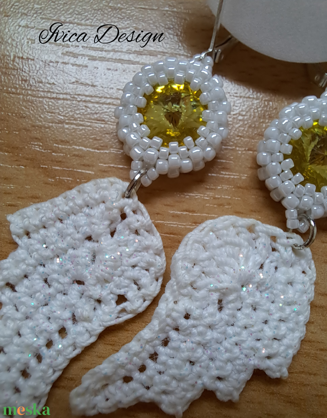 Pezsgő Rivolis Angyalszárny Fülbevalók - ékszer - fülbevaló - lógó fülbevaló - Meska.hu