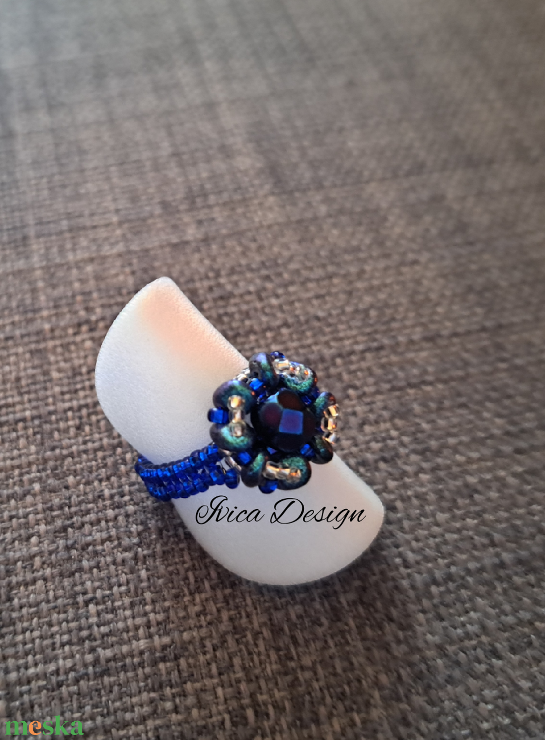 Zafírkék Mira Gyűrű - ékszer - gyűrű - gyöngyös gyűrű - Meska.hu