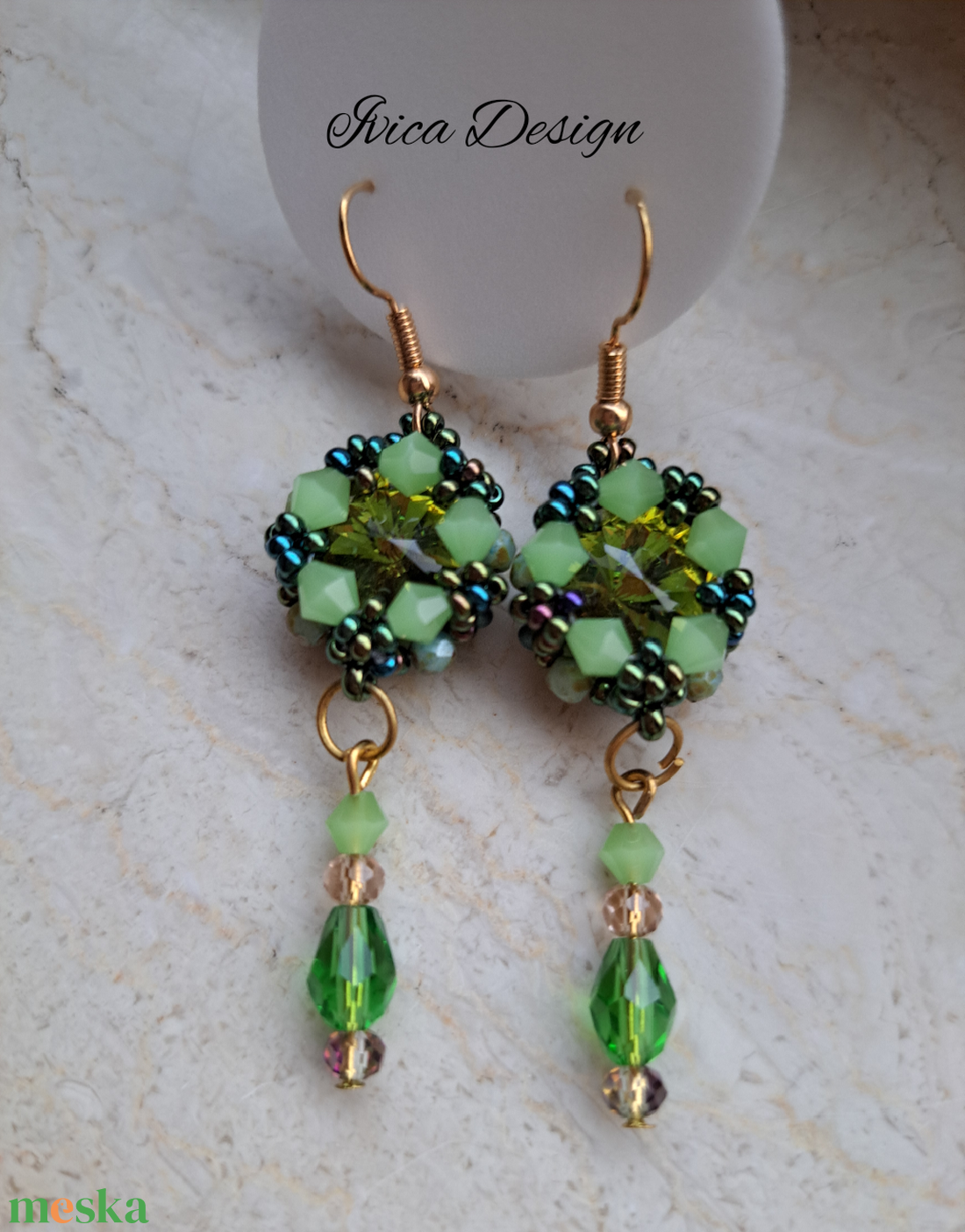 Zöldes Gabriella Fülbevalók - ékszer - fülbevaló - lógó fülbevaló - Meska.hu