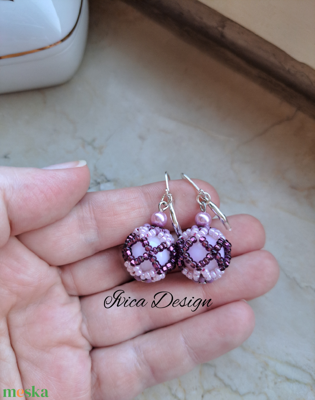 Tavaszi Hálós Bogyós Fülbevalók - ékszer - fülbevaló - lógós kerek fülbevaló - Meska.hu