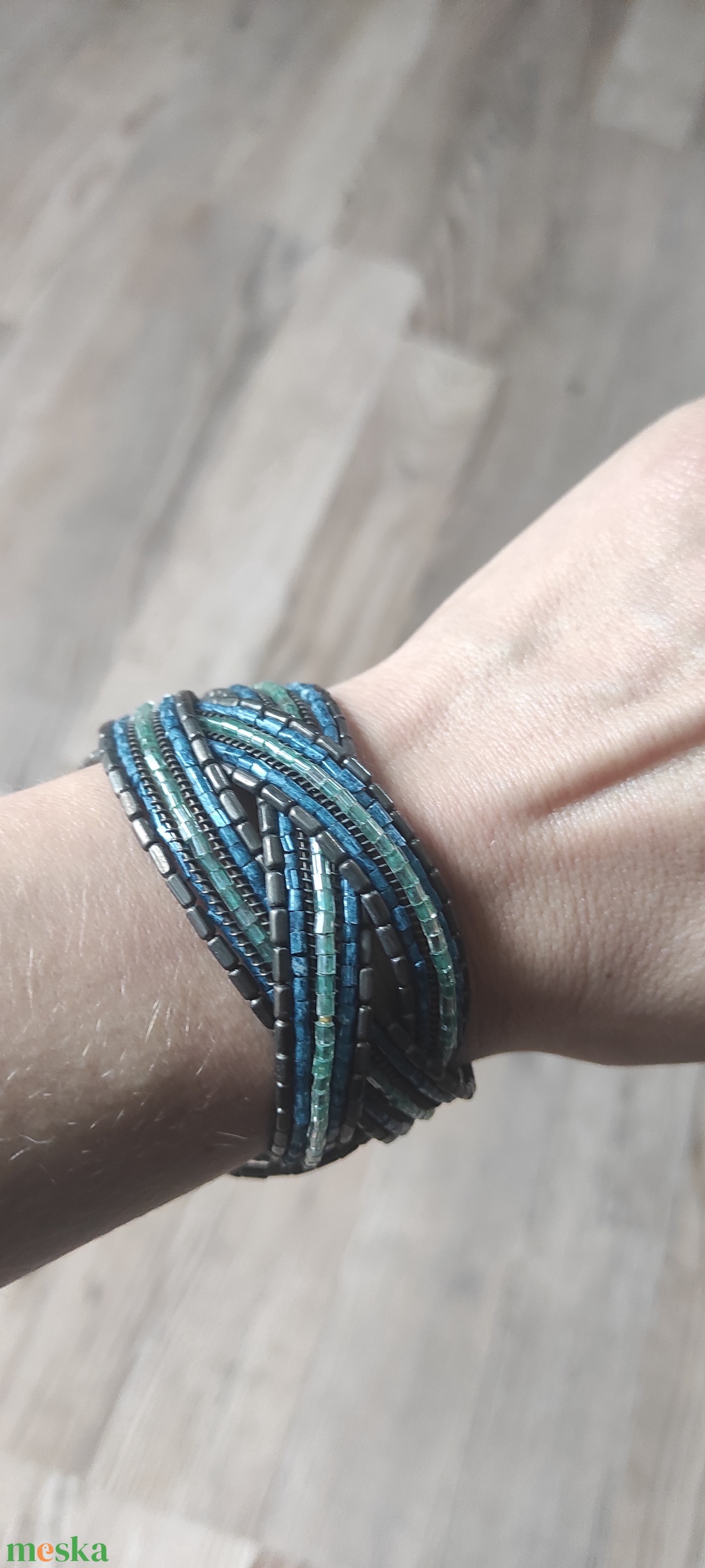  Óceán hullám gyöngy karkötő � kézzel készült statement ékszer - ékszer - karkötő - gyöngyös karkötő - Meska.hu