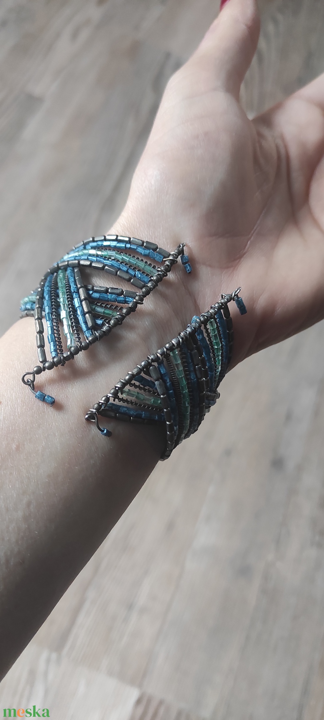  Óceán hullám gyöngy karkötő � kézzel készült statement ékszer - ékszer - karkötő - gyöngyös karkötő - Meska.hu