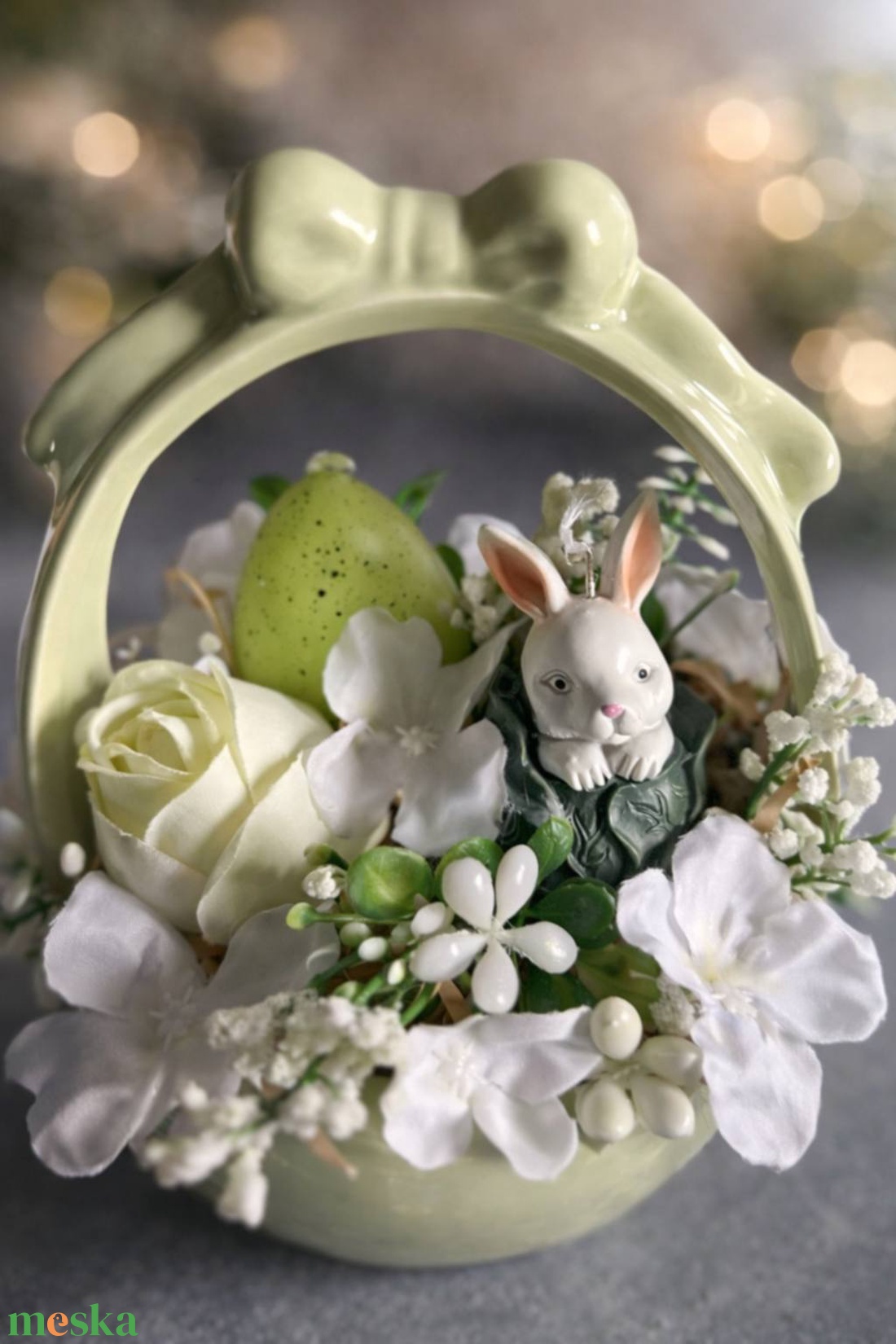 �� Húsvéti nyuszis kerámia asztaldísz rendelésre � választható színek és kosarak  - ünnepi díszek, dekorációk - húsvéti díszek és dekorációk - húsvéti asztaldíszek - Meska.hu