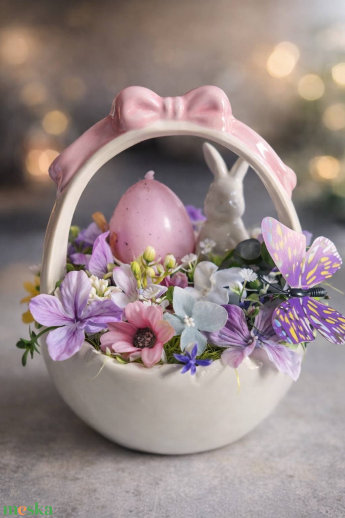 �� Húsvéti nyuszis kerámia asztaldísz rendelésre � választható színek és kosarak  - ünnepi díszek, dekorációk - húsvéti díszek és dekorációk - húsvéti asztaldíszek - Meska.hu