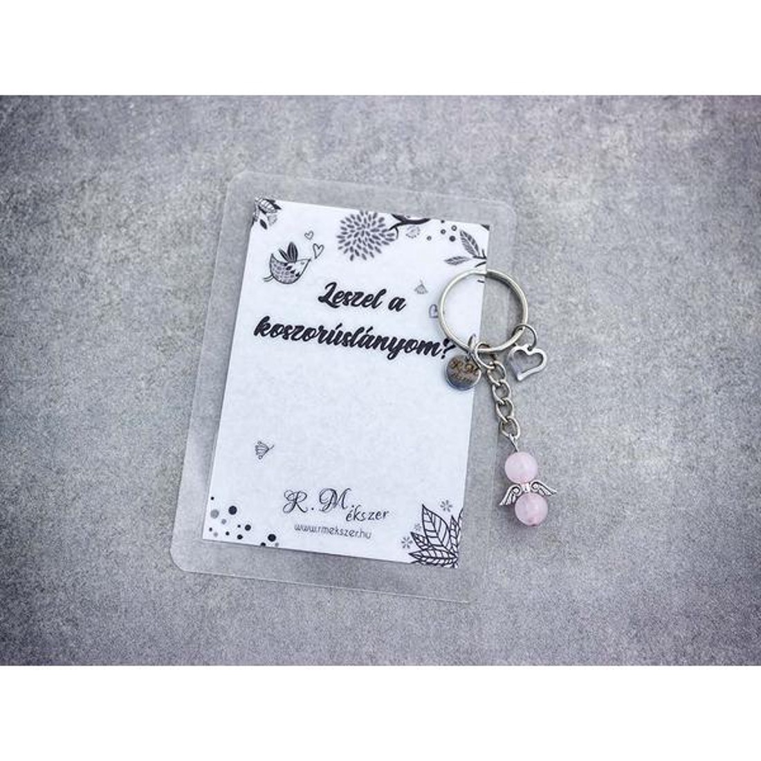 Leszel a koszorúslányom kulcstartó rózsakvarccal - esküvő - meghívó & kártya - tanú felkérő - Meska.hu