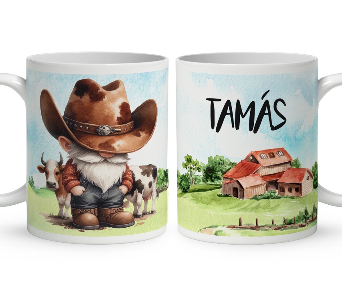 Névvel kérhető - Gazda manó bocival mintás bögre - otthon & életmód - konyhafelszerelés, tálalás - tálalás - bögre & csésze - Meska.hu