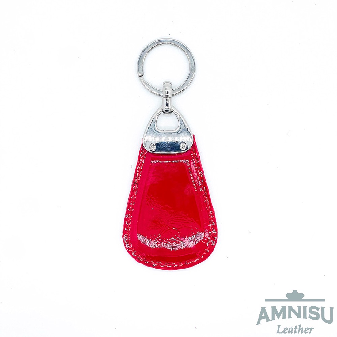 Piros gyűrt lakk csepp alakú swarovski köves bőr kulcstartó H5009 - táska & tok - kulcstartó & táskadísz - kulcstartó - Meska.hu