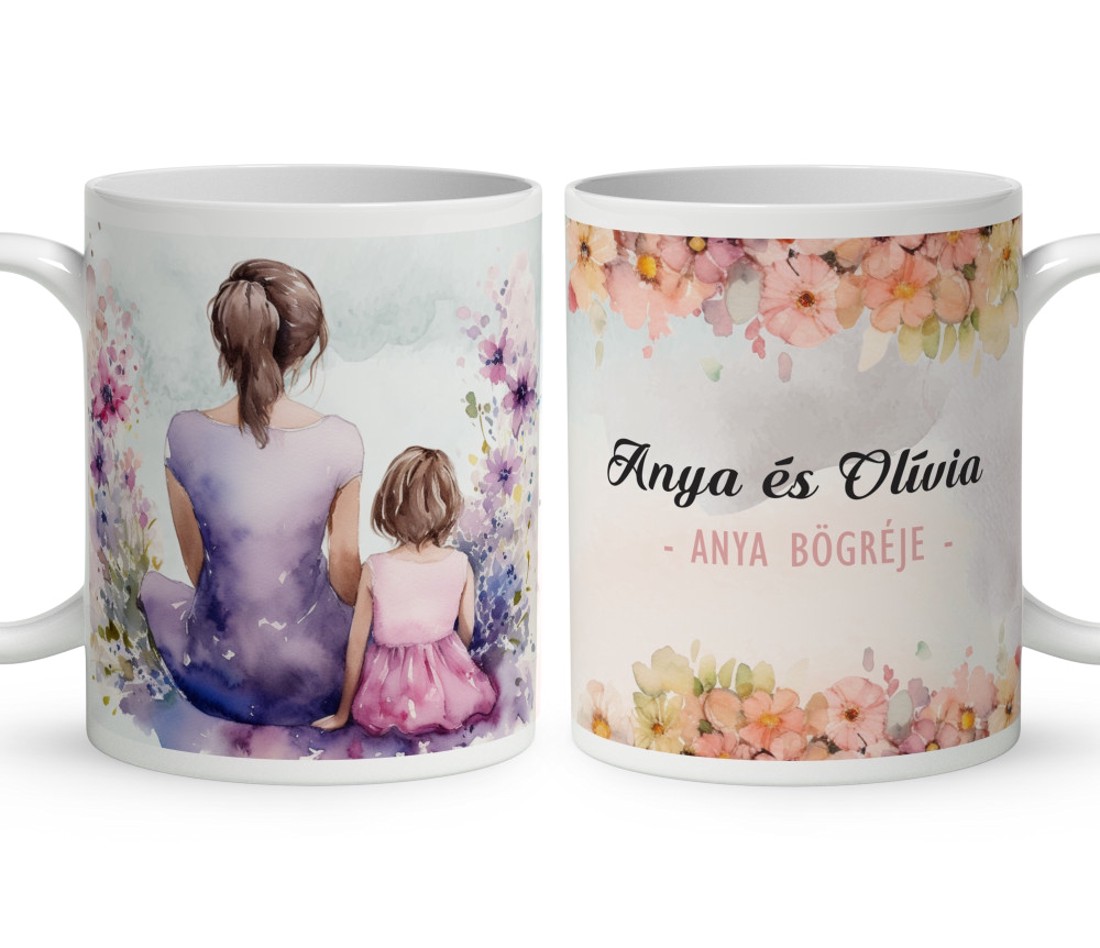 Kérd a neveddel - Barna hajú Anya és kislánya mintás bögre - otthon & életmód - konyhafelszerelés, tálalás - tálalás - bögre & csésze - Meska.hu