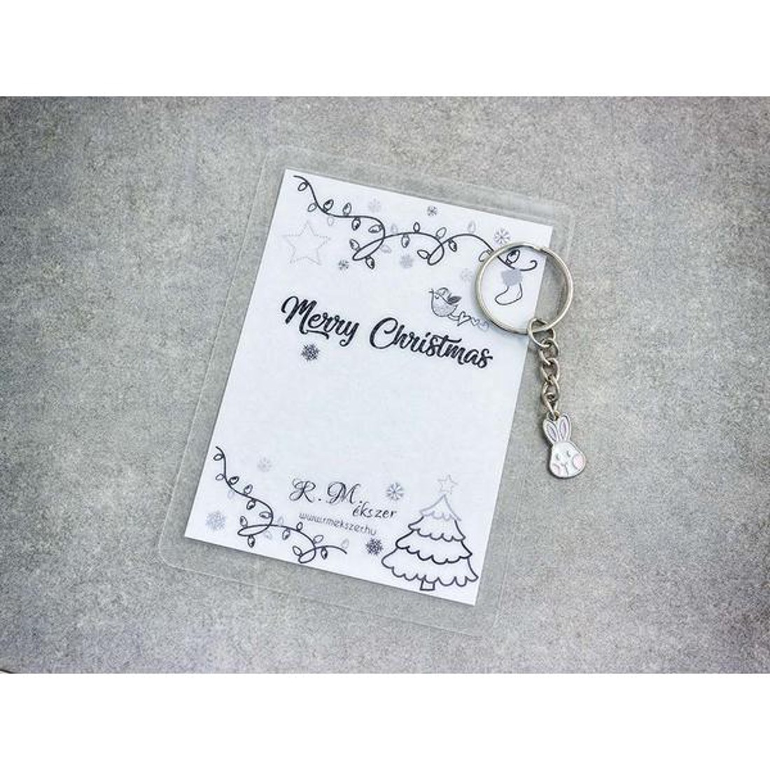 Merry Christmas színes nyuszi medálos kulcstartó - táska & tok - kulcstartó & táskadísz - kulcstartó - Meska.hu