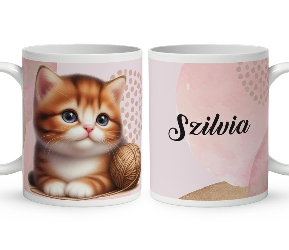 Kérd a Neveddel - Pici cica gombolyaggal mintás bögre - otthon & életmód - konyhafelszerelés, tálalás - tálalás - bögre & csésze - Meska.hu