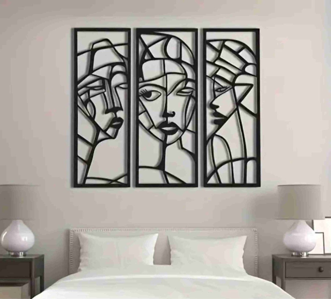 Arcok 3 részes_Picasso ihlette falikép fából -  - Meska.hu