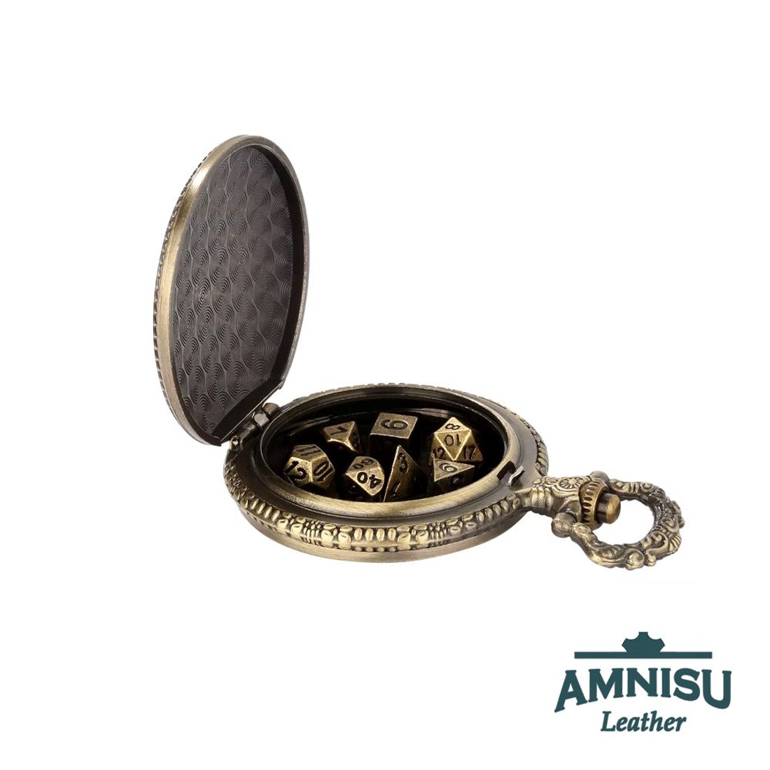 Bronz sárkányos mini fém kockaszett zsebóra tokban - játék & sport - szerepjáték - Meska.hu