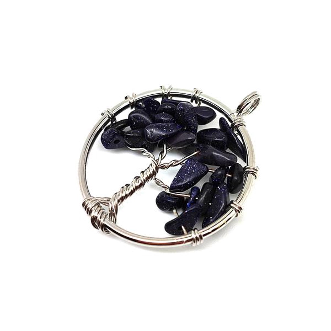 Életfa medál drótos Goldstone kék 3cm - ékszer - nyaklánc - medál - Meska.hu