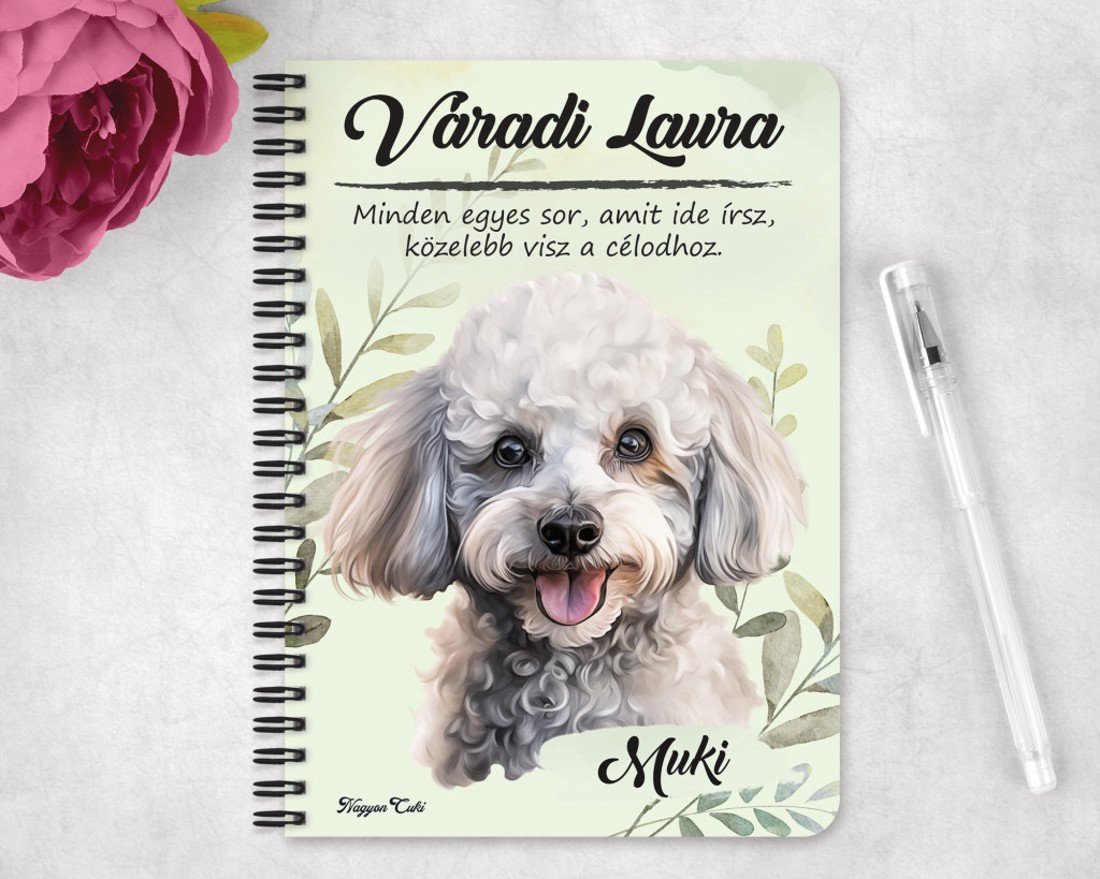 Személyre szabható - Kis fehér uszkár portré mintás A6-os füzet - otthon & életmód - papír, írószer - jegyzetfüzet & napló - Meska.hu