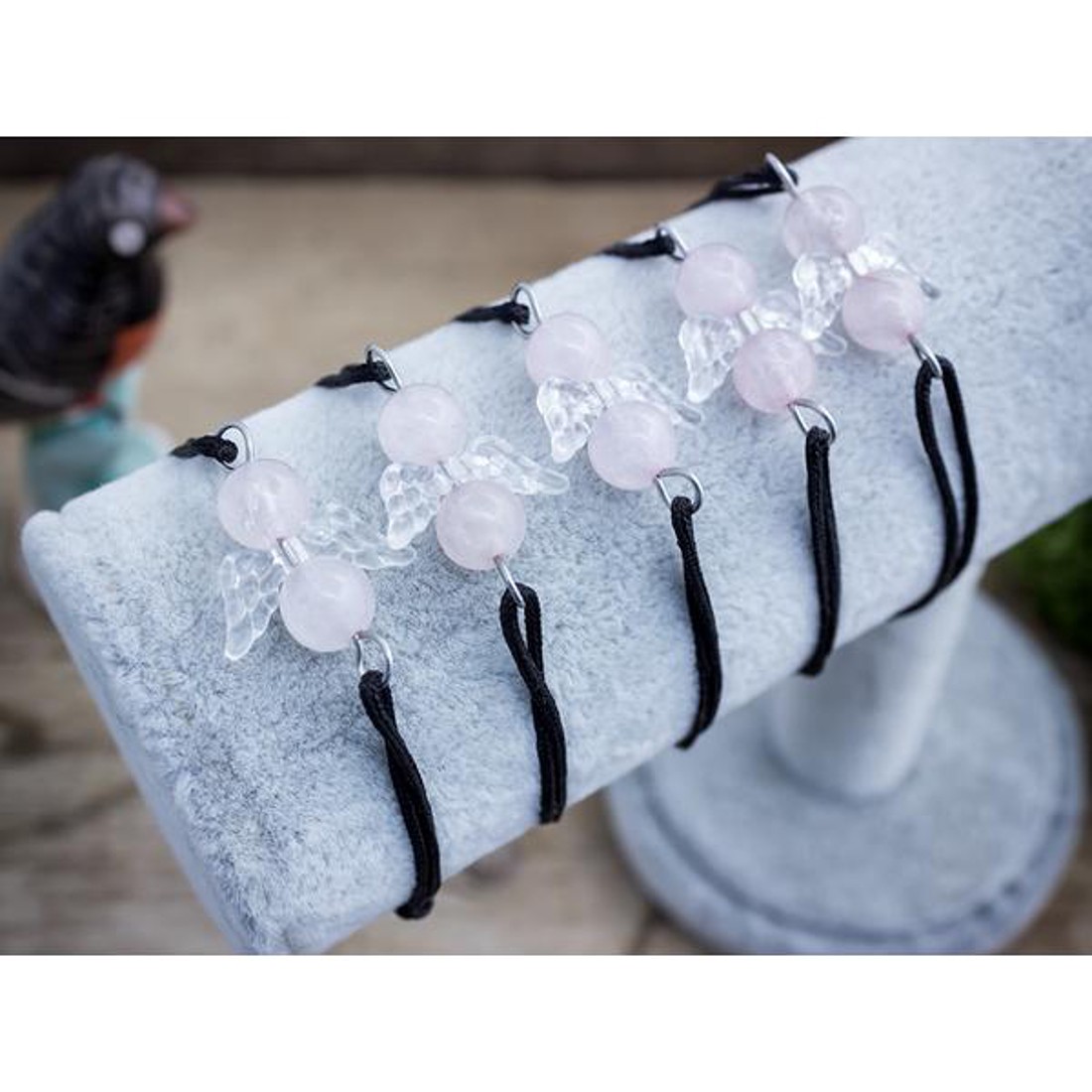 Szerelem angyal rózsakvarc microcord karkötő 5 dbos csomag - ékszer - karkötő - ásványkarkötő - Meska.hu