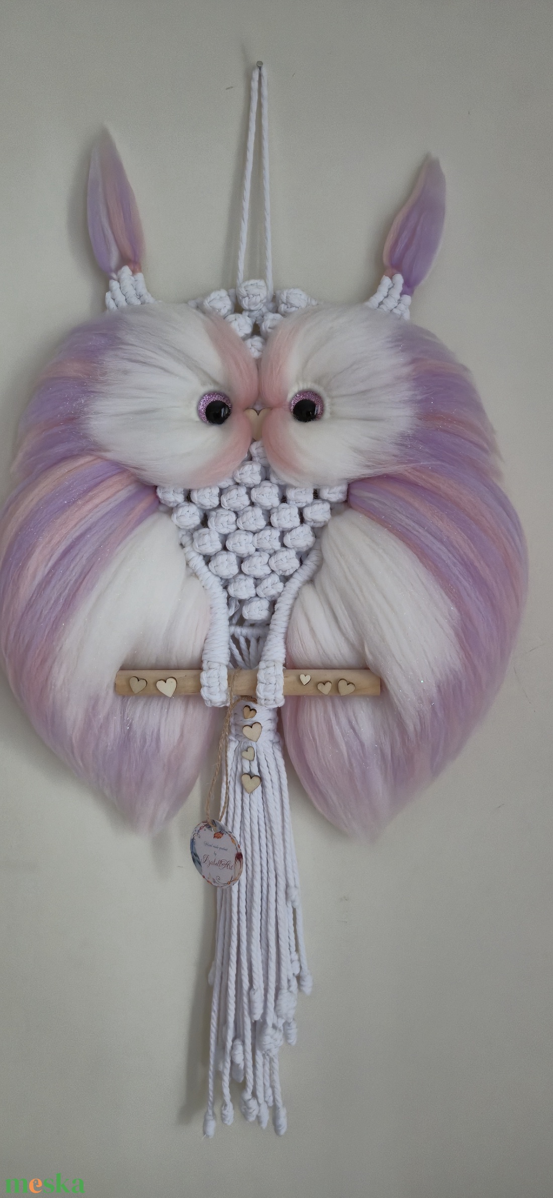 Makramé bagoly  - otthon & életmód - dekoráció - fali és függő dekoráció - falra akasztható dekor - Meska.hu
