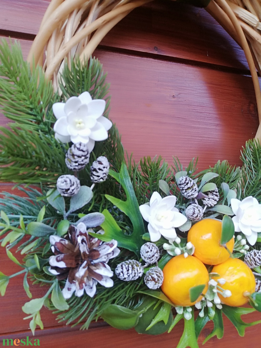 Télies ajtódísz mandarinnal - karácsony - karácsonyi lakásdekoráció - karácsonyi ajtódíszek - Meska.hu