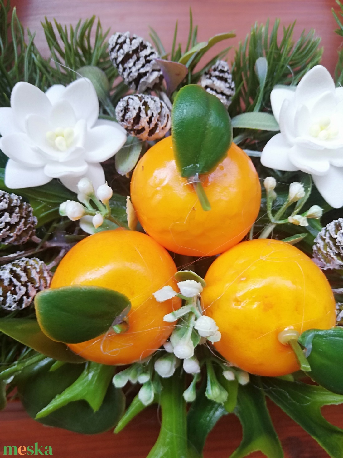 Télies ajtódísz mandarinnal - karácsony - karácsonyi lakásdekoráció - karácsonyi ajtódíszek - Meska.hu