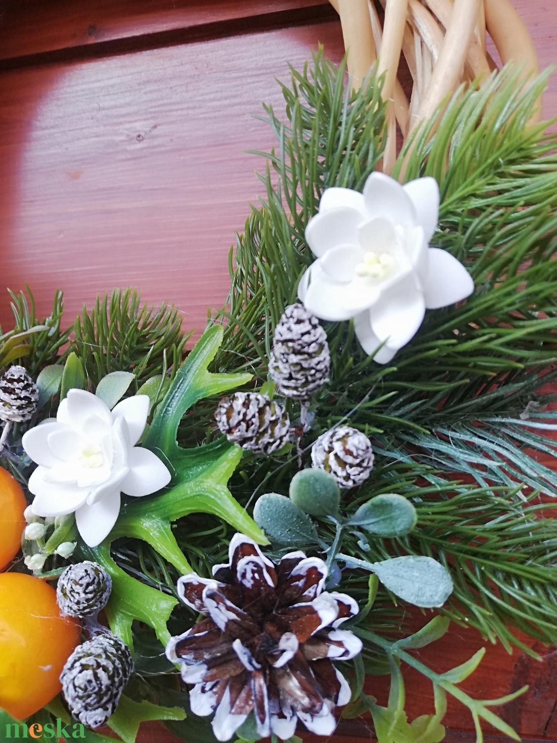 Télies ajtódísz mandarinnal - karácsony - karácsonyi lakásdekoráció - karácsonyi ajtódíszek - Meska.hu