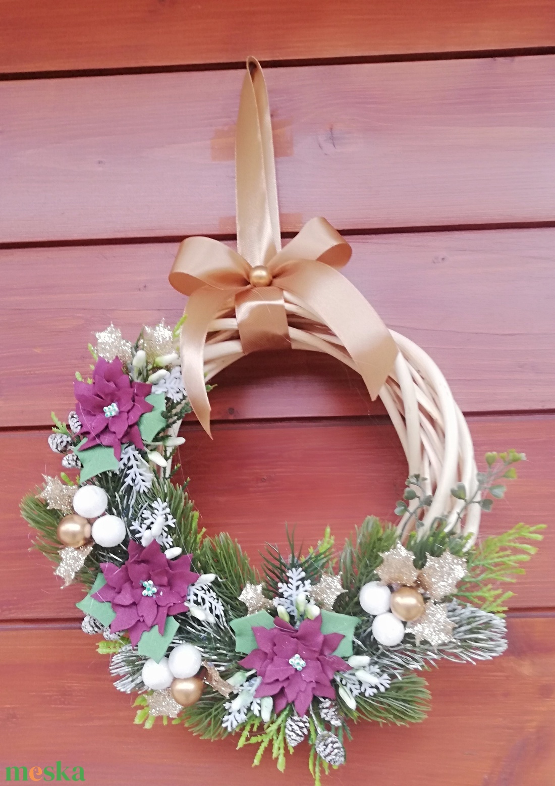 Elegáns ünnepi koszorú - karácsony - karácsonyi lakásdekoráció - karácsonyi ajtódíszek - Meska.hu