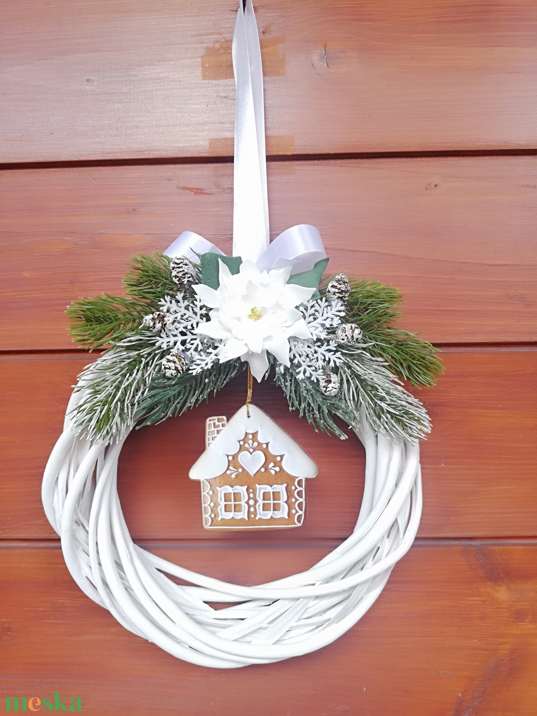 Szolíd téli ajtódísz, kopogtató - karácsony - karácsonyi lakásdekoráció - karácsonyi ajtódíszek - Meska.hu