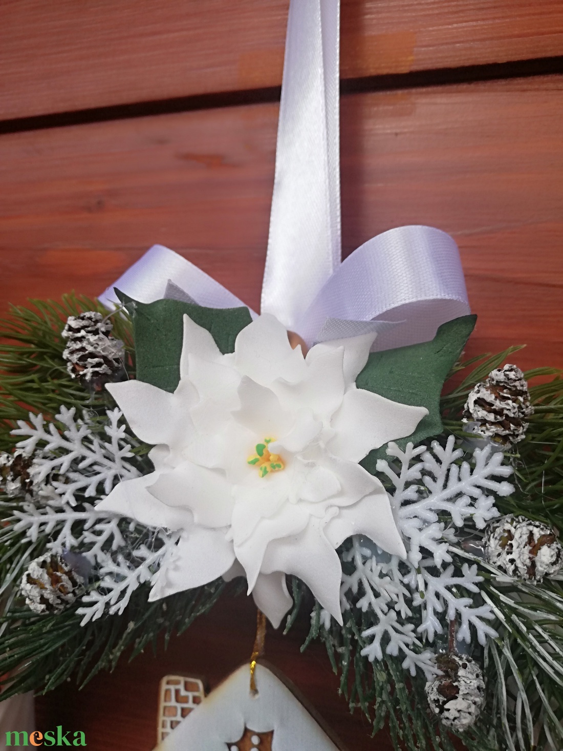 Szolíd téli ajtódísz, kopogtató - karácsony - karácsonyi lakásdekoráció - karácsonyi ajtódíszek - Meska.hu