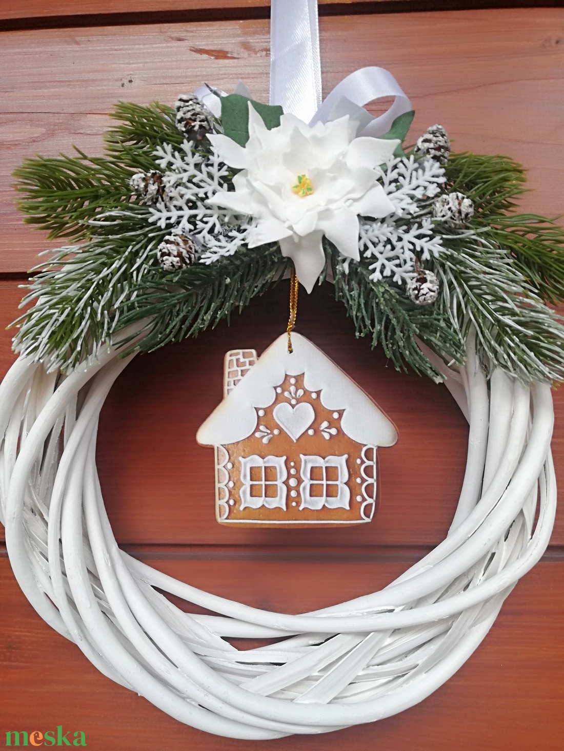 Szolíd téli ajtódísz, kopogtató - karácsony - karácsonyi lakásdekoráció - karácsonyi ajtódíszek - Meska.hu