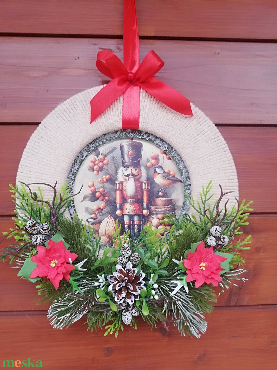 Karácsonyi ajtódísz diótörő figurával - karácsony - karácsonyi lakásdekoráció - karácsonyi ajtódíszek - Meska.hu