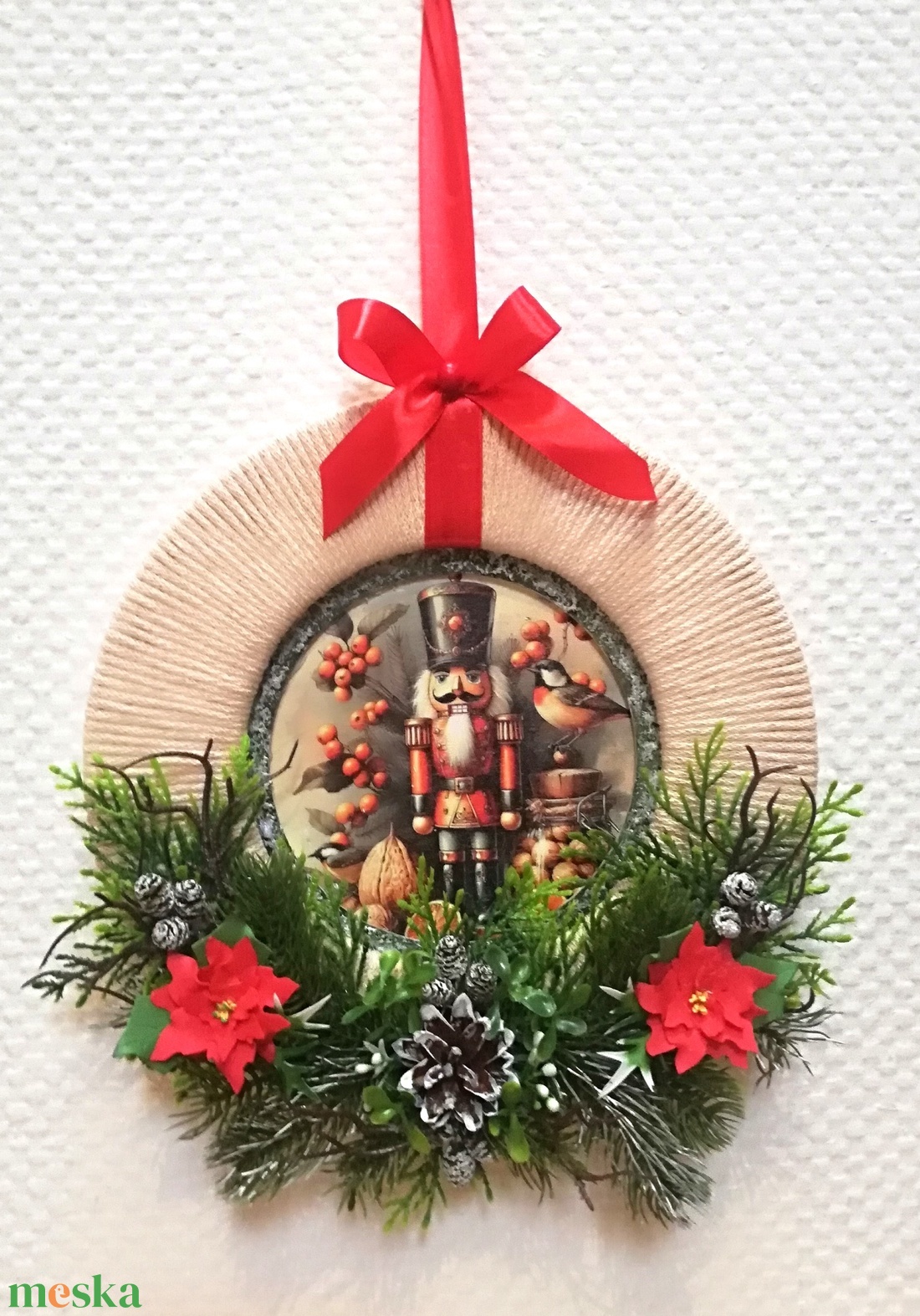 Karácsonyi ajtódísz diótörő figurával - karácsony - karácsonyi lakásdekoráció - karácsonyi ajtódíszek - Meska.hu