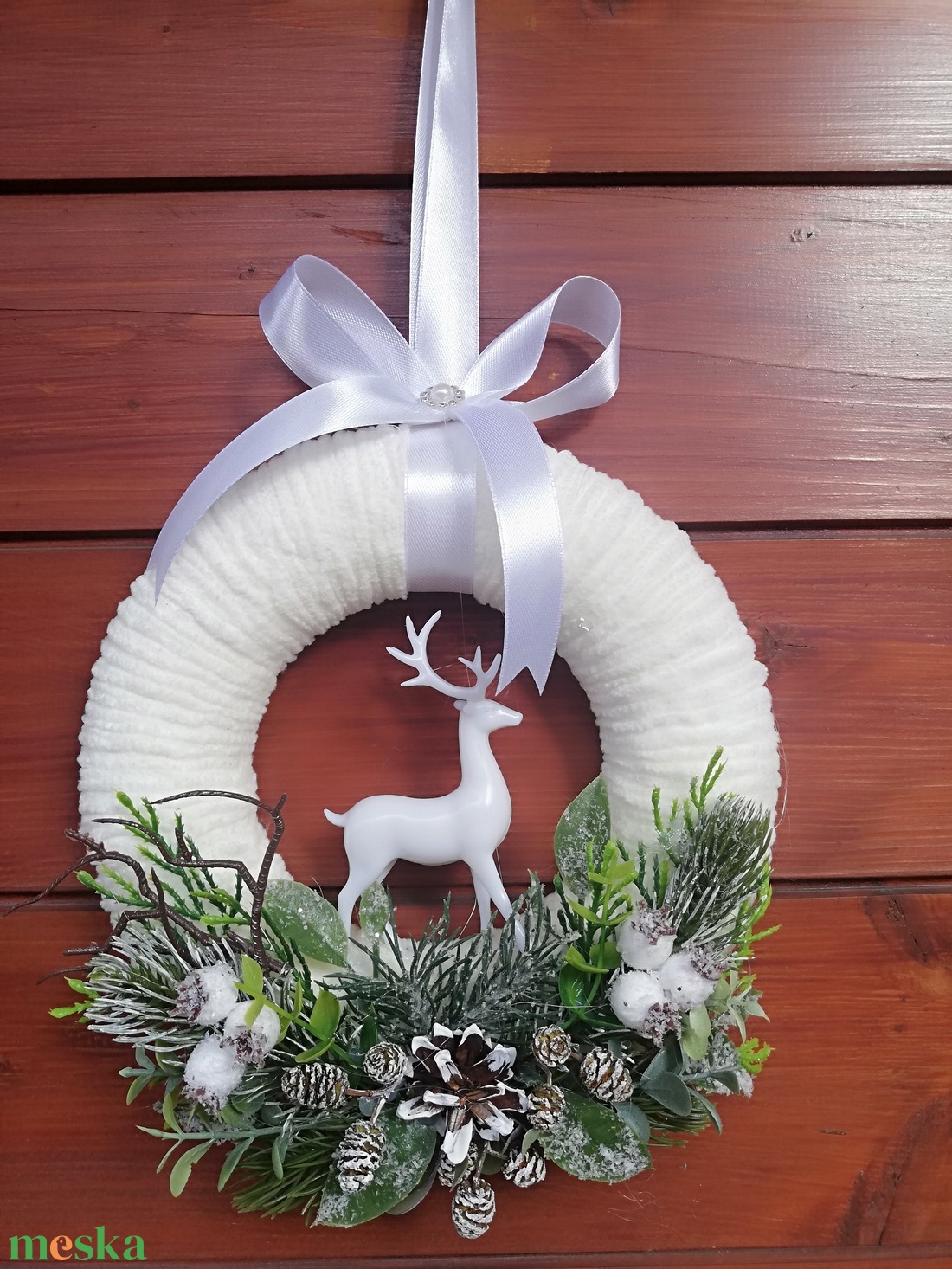 Téli ajtó/ablakdísz szarvas figrával - karácsony - karácsonyi lakásdekoráció - karácsonyi ajtódíszek - Meska.hu