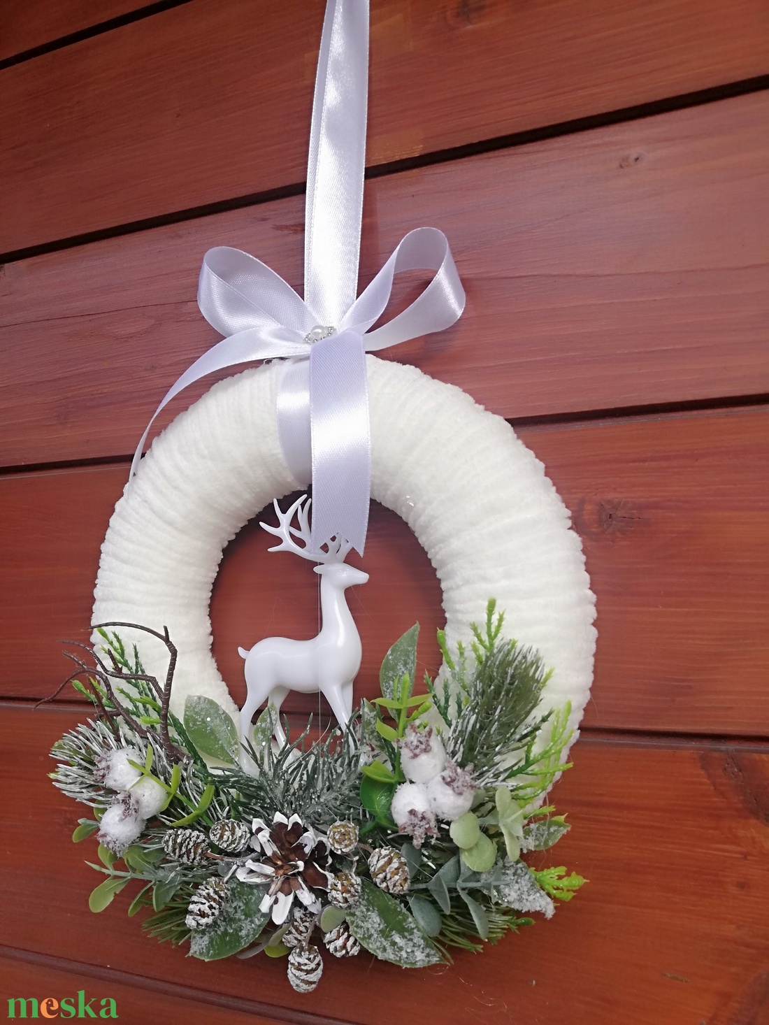 Téli ajtó/ablakdísz szarvas figrával - karácsony - karácsonyi lakásdekoráció - karácsonyi ajtódíszek - Meska.hu