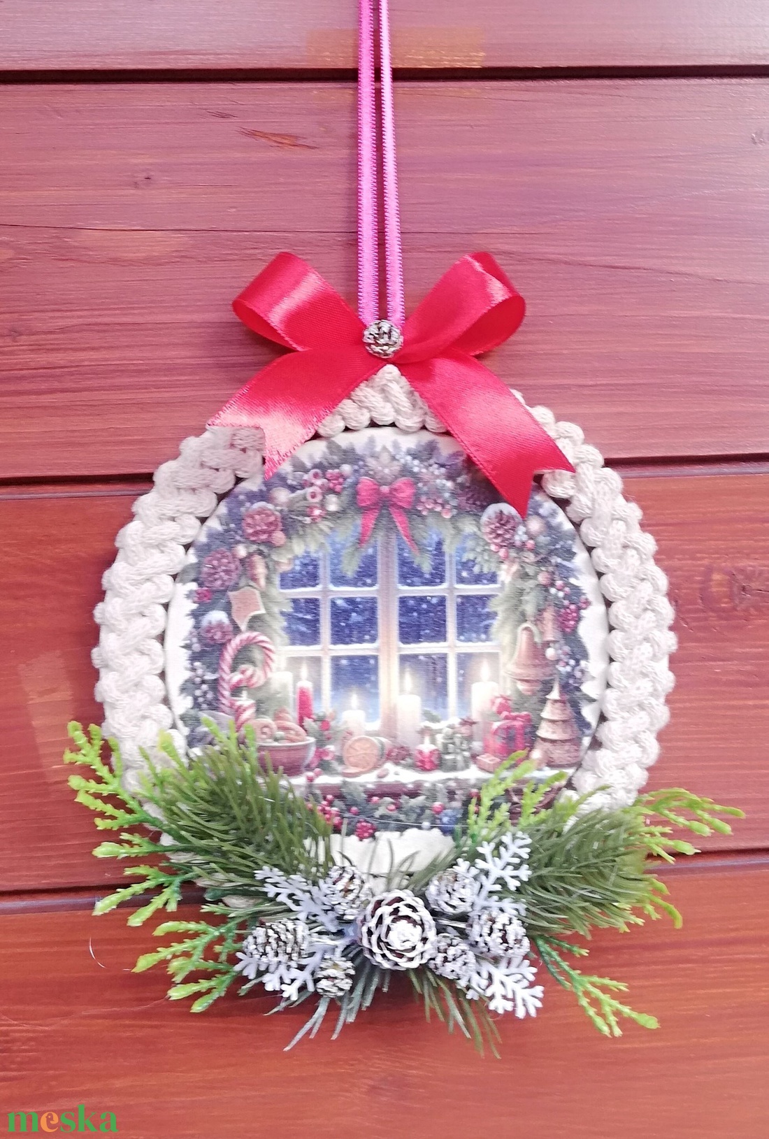 Kisméretű karácsonyi ajtó/ablakdísz - karácsony - karácsonyi lakásdekoráció - karácsonyi ajtódíszek - Meska.hu