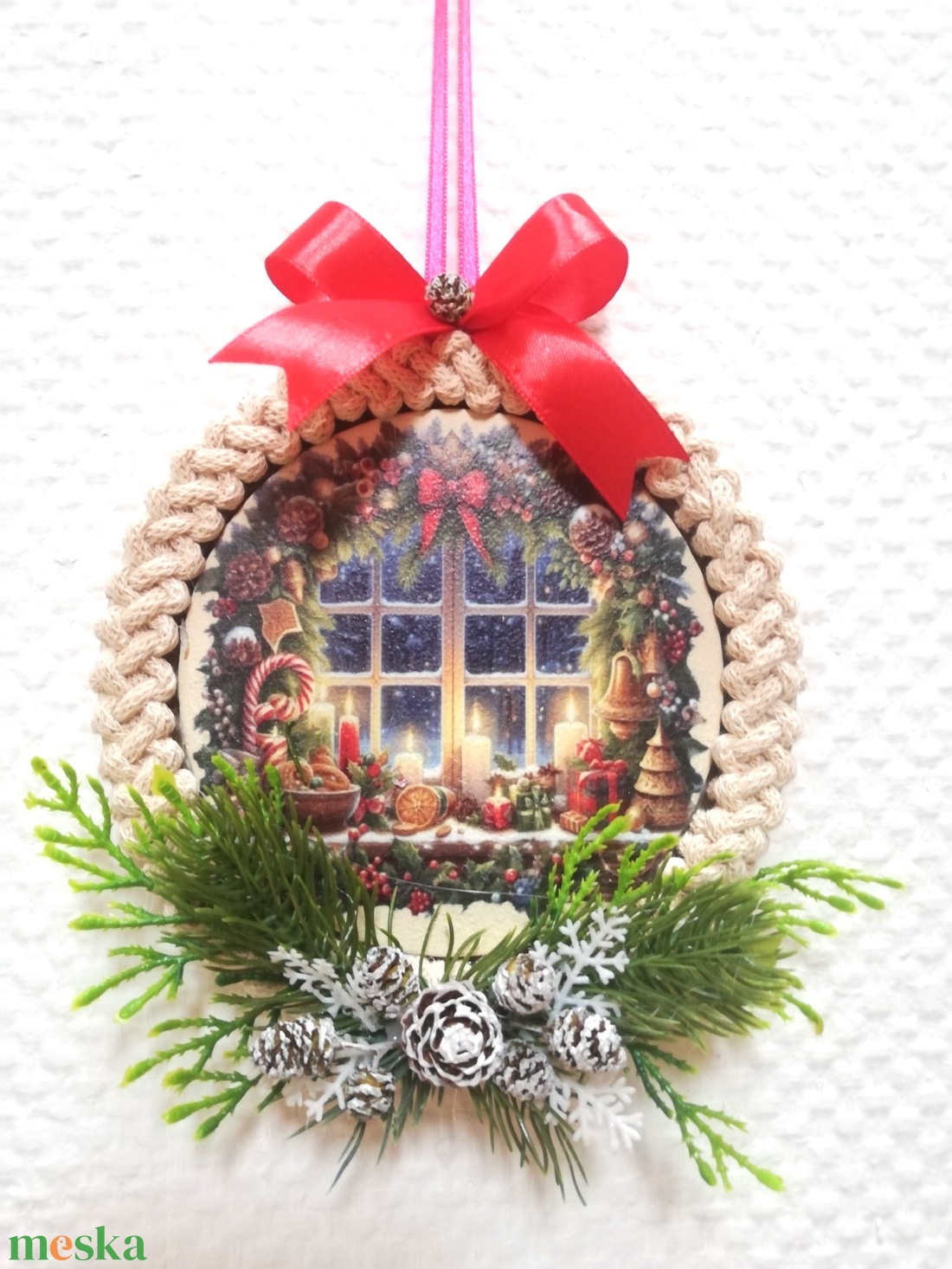 Kisméretű karácsonyi ajtó/ablakdísz - karácsony - karácsonyi lakásdekoráció - karácsonyi ajtódíszek - Meska.hu