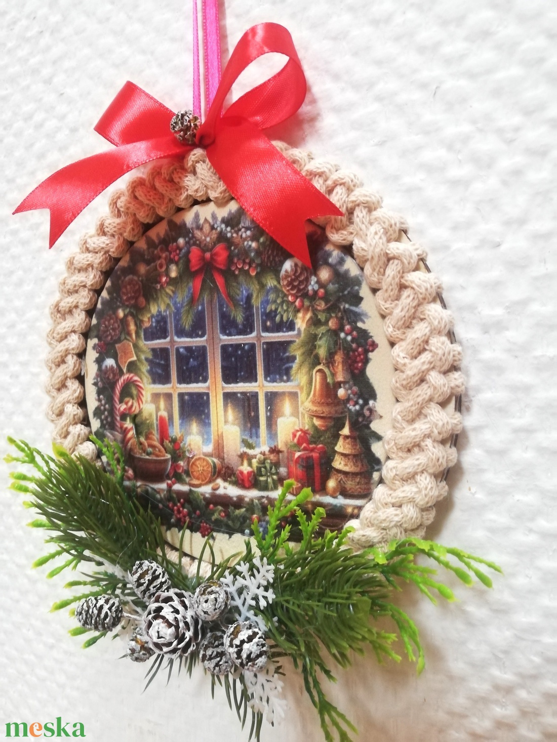 Kisméretű karácsonyi ajtó/ablakdísz - karácsony - karácsonyi lakásdekoráció - karácsonyi ajtódíszek - Meska.hu