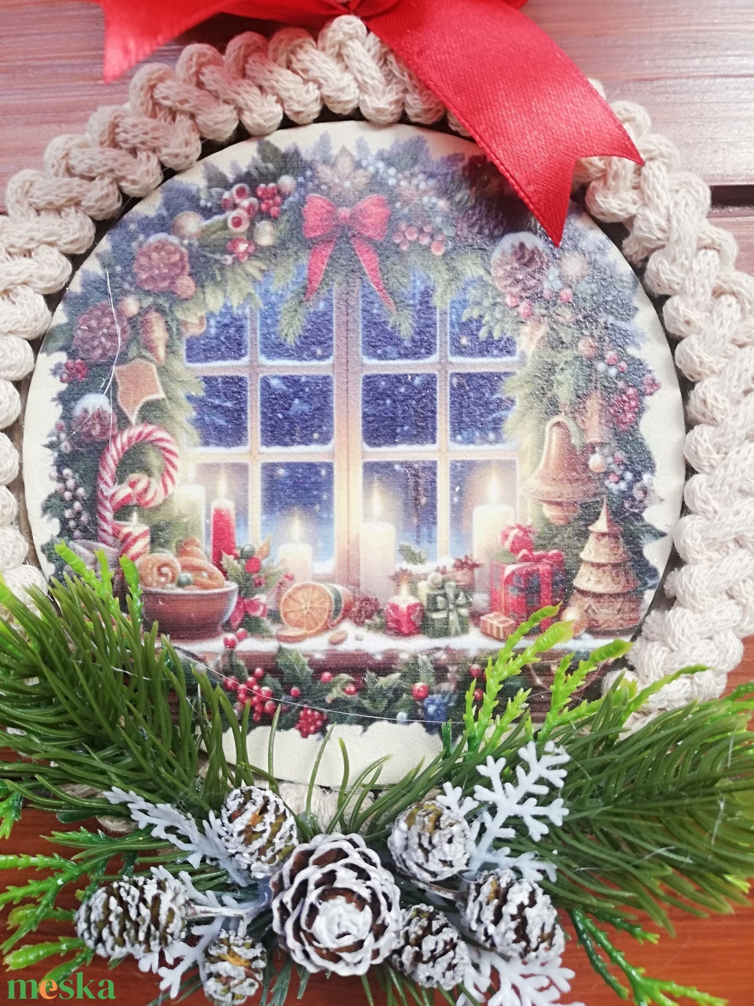 Kisméretű karácsonyi ajtó/ablakdísz - karácsony - karácsonyi lakásdekoráció - karácsonyi ajtódíszek - Meska.hu