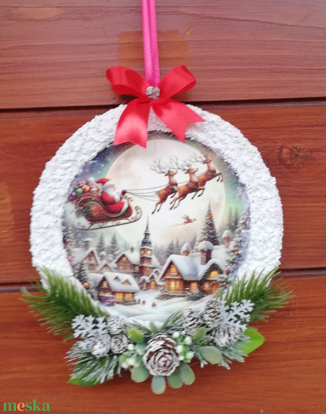 Kisméretű téli ajtó/ablakdísz Télapóval  - karácsony - karácsonyi lakásdekoráció - karácsonyi ajtódíszek - Meska.hu