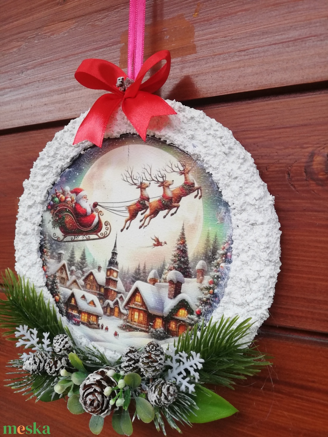 Kisméretű téli ajtó/ablakdísz Télapóval  - karácsony - karácsonyi lakásdekoráció - karácsonyi ajtódíszek - Meska.hu